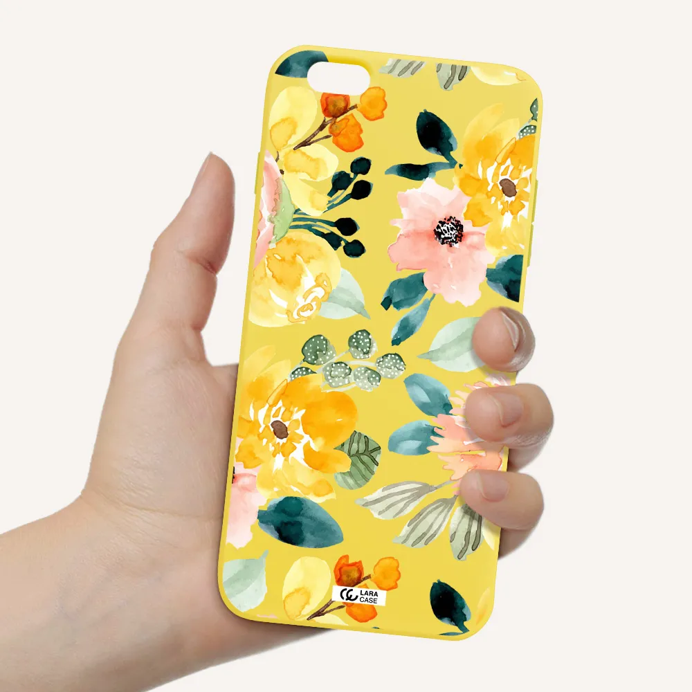 Watercolor Flowers Apple iPhone 6S Silicone canary yellow Case