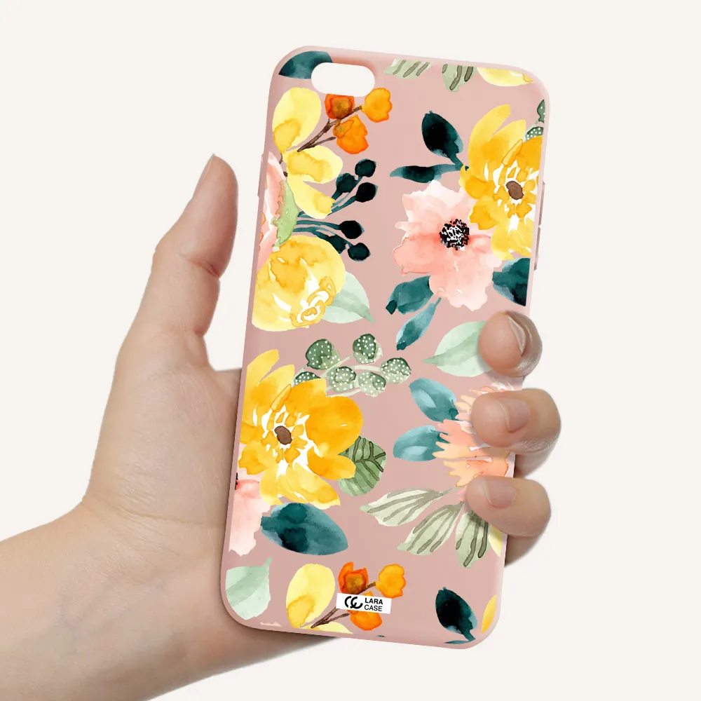 Watercolor Flowers Apple iPhone 6S Silicone pastel pink Case