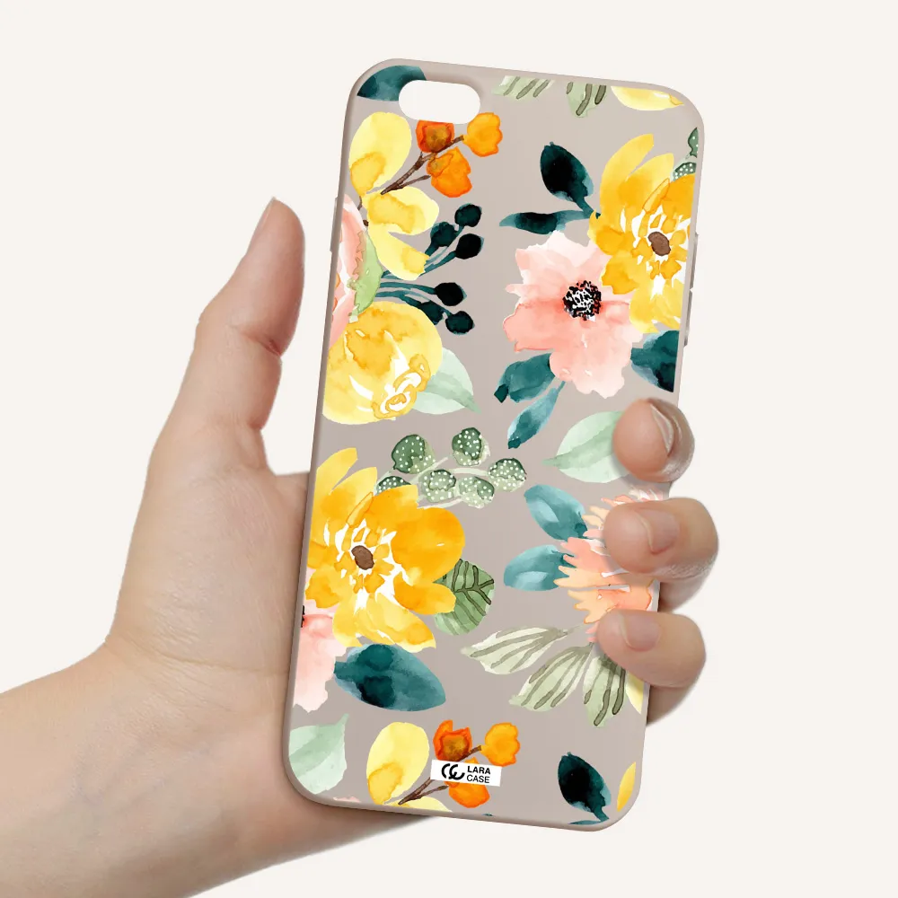 Watercolor Flowers Apple iPhone 6S Silicone Stone Case