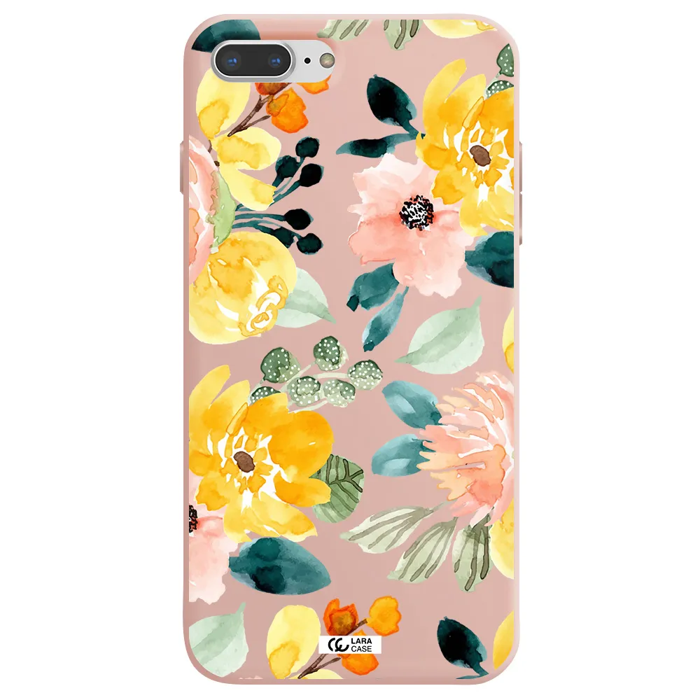Watercolor Flowers Apple iPhone 7 plus Silicone pastel pink Case