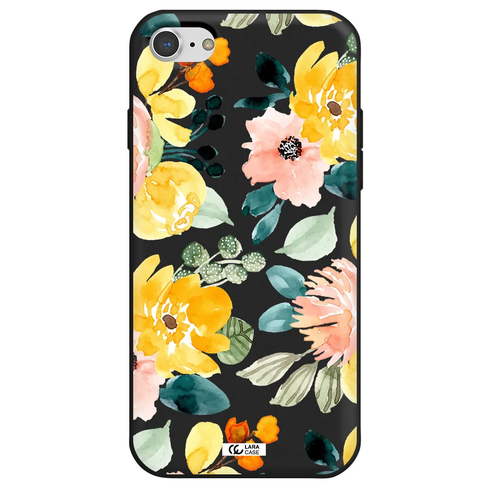 Watercolor Flowers Apple iPhone 7 Silicone black Case