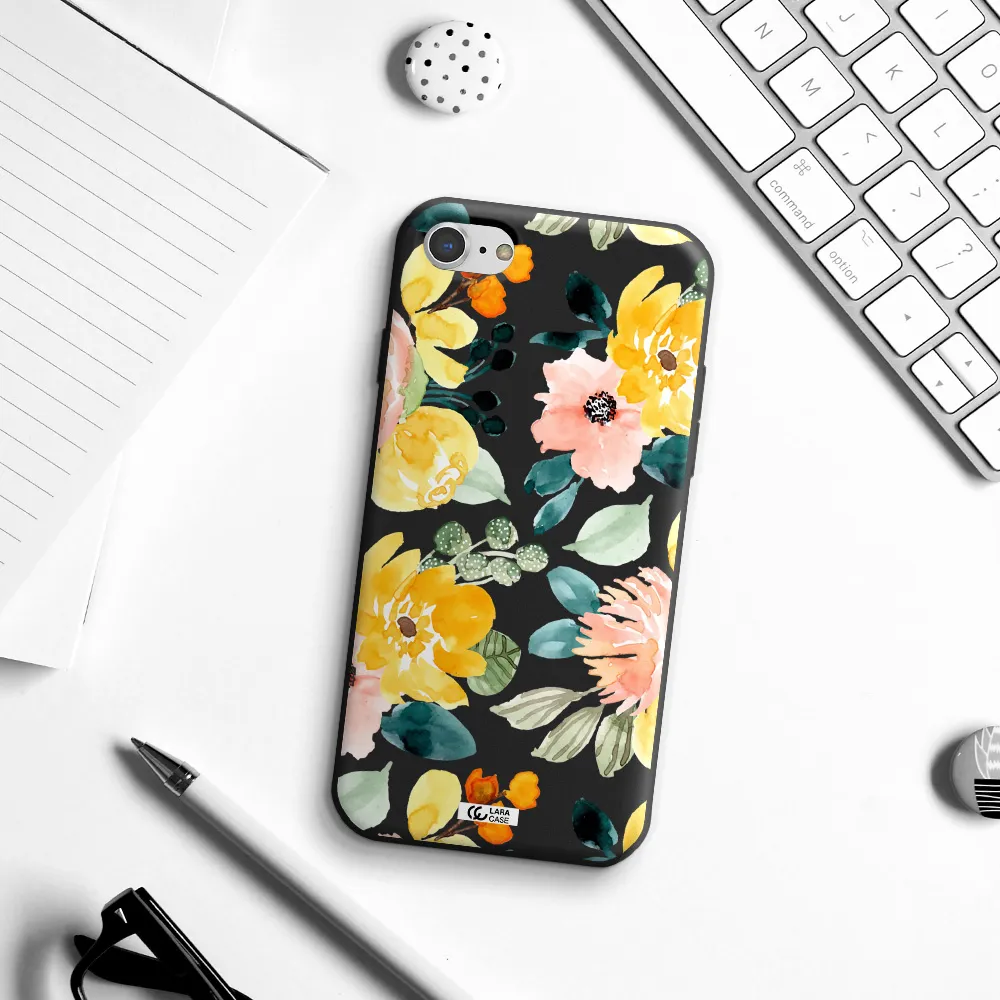 Watercolor Flowers Apple iPhone 7 Silicone black Case