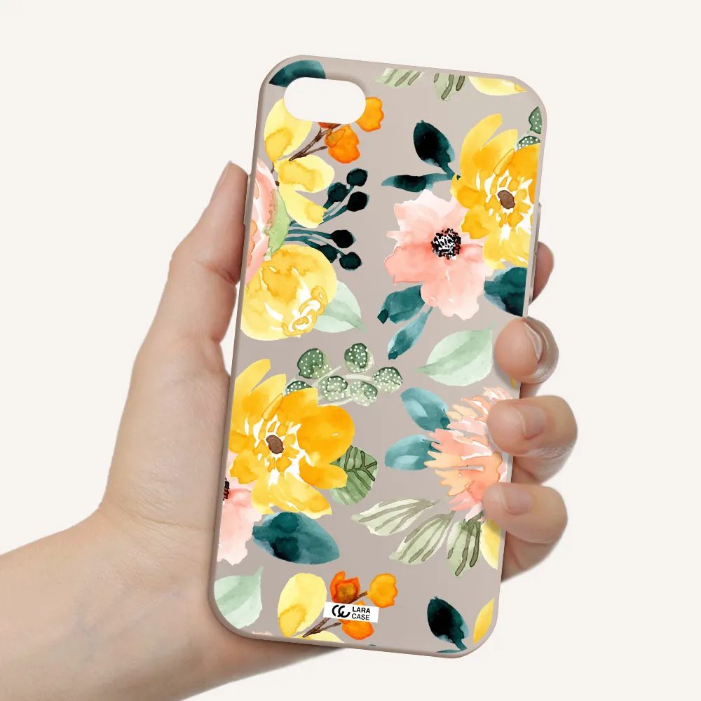 Watercolor Flowers Apple iPhone 7 Silicone Stone Case