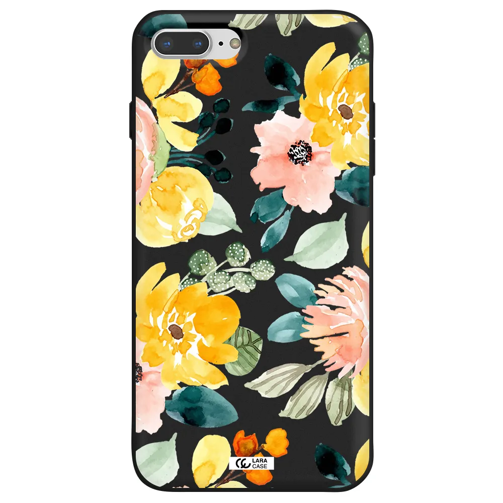 Watercolor Flowers Apple iPhone 8 plus Silicone black Case