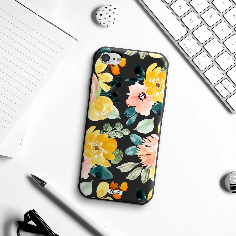 Watercolor Flowers Apple iPhone 8 Silicone black Case