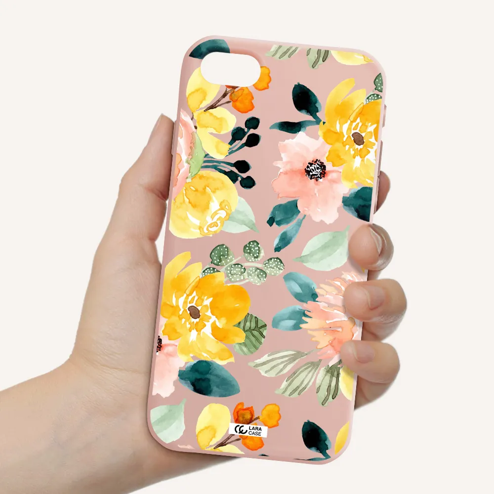 Watercolor Flowers Apple iPhone se 2020 Silicone pastel pink Case
