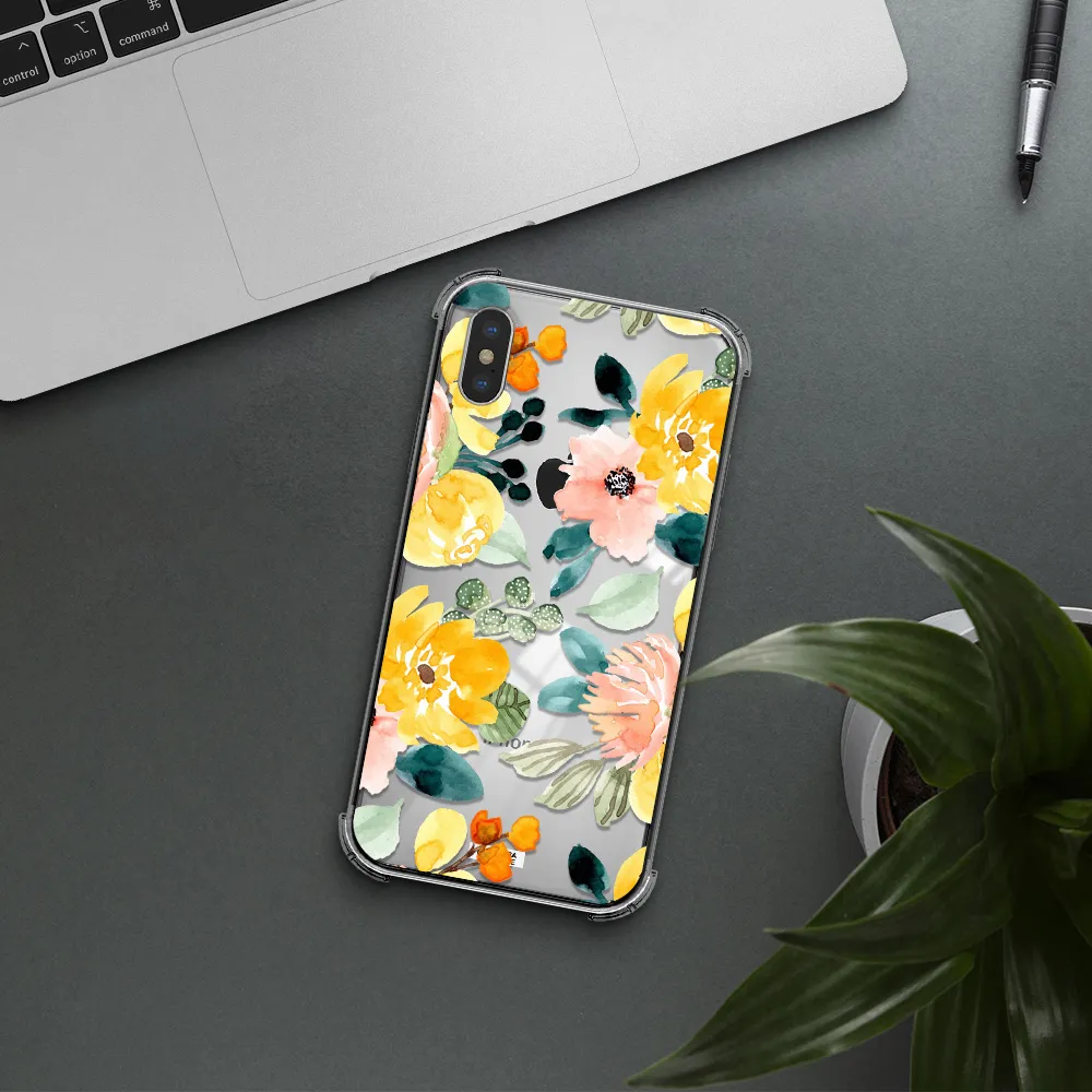 Watercolor Flowers Apple iPhone X Clear PC Case