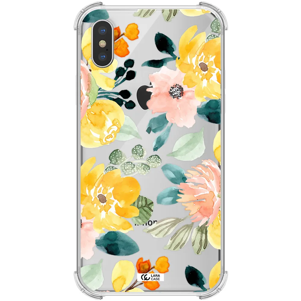 Watercolor Flowers Apple iPhone XS Clear PC Case