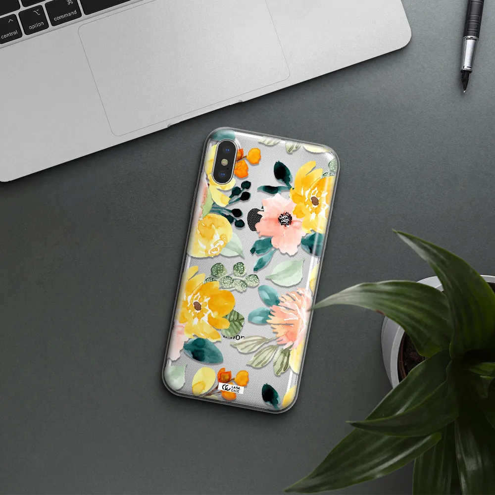 Watercolor Flowers Apple iPhone XS Clear TPU Case