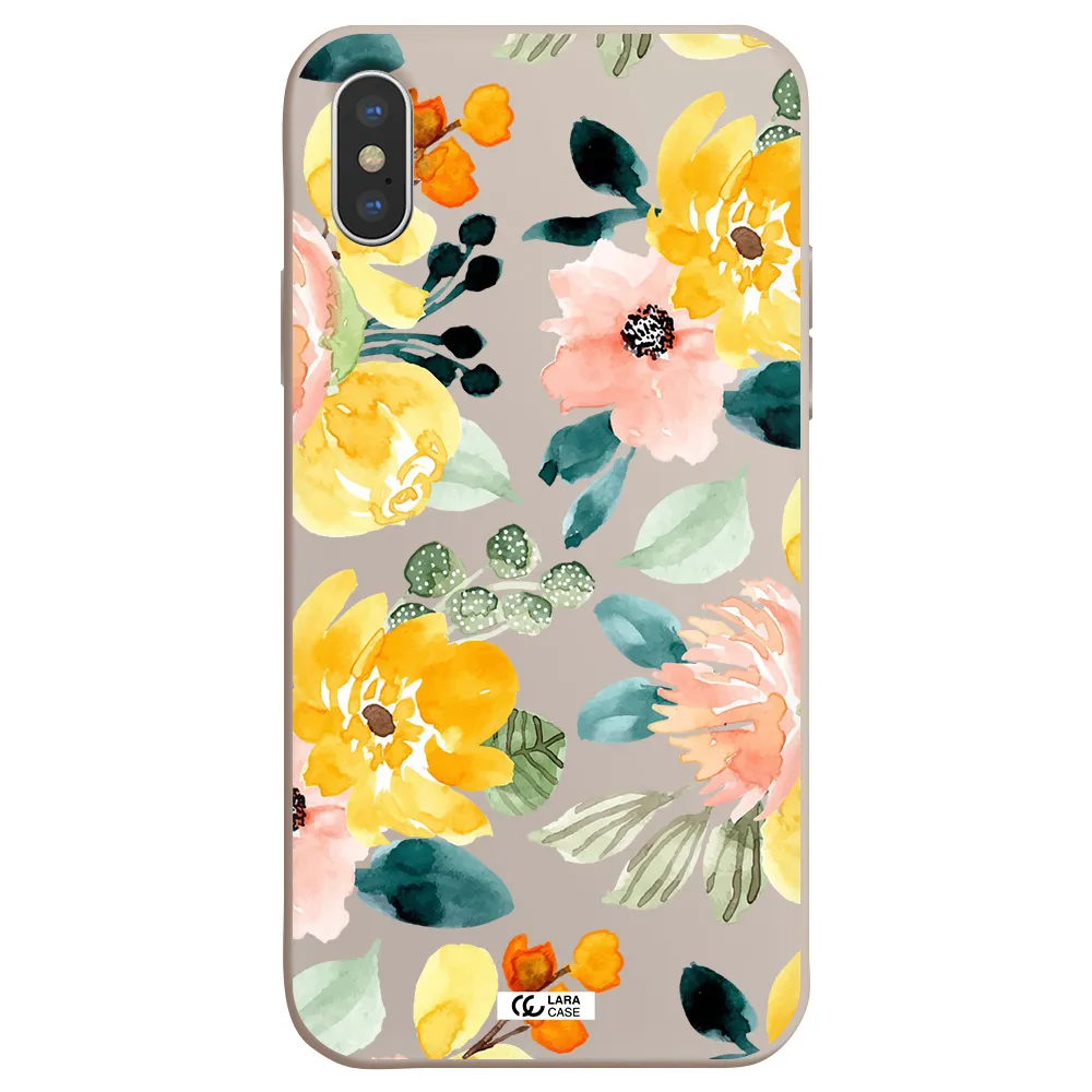 Watercolor Flowers Apple iPhone XS Silicone Stone Case