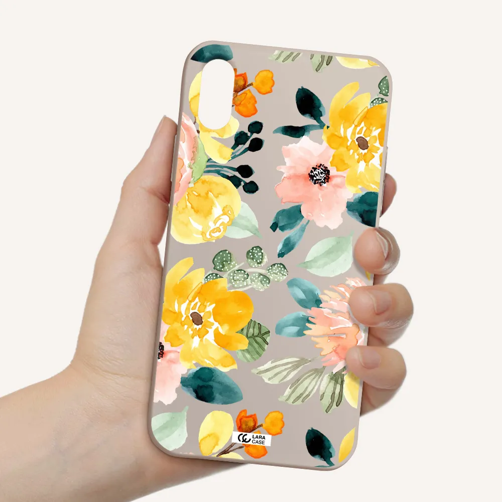 Watercolor Flowers Apple iPhone XS Silicone Stone Case