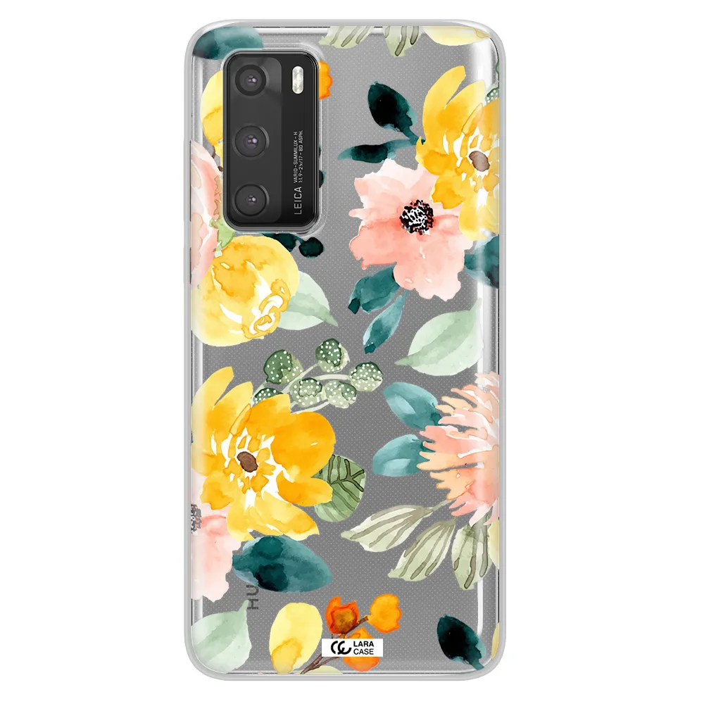 Watercolor Flowers Huawei P40 Clear TPU Case