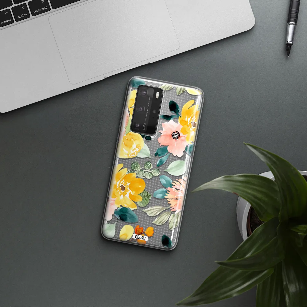Watercolor Flowers Huawei P40 Pro Clear TPU Case