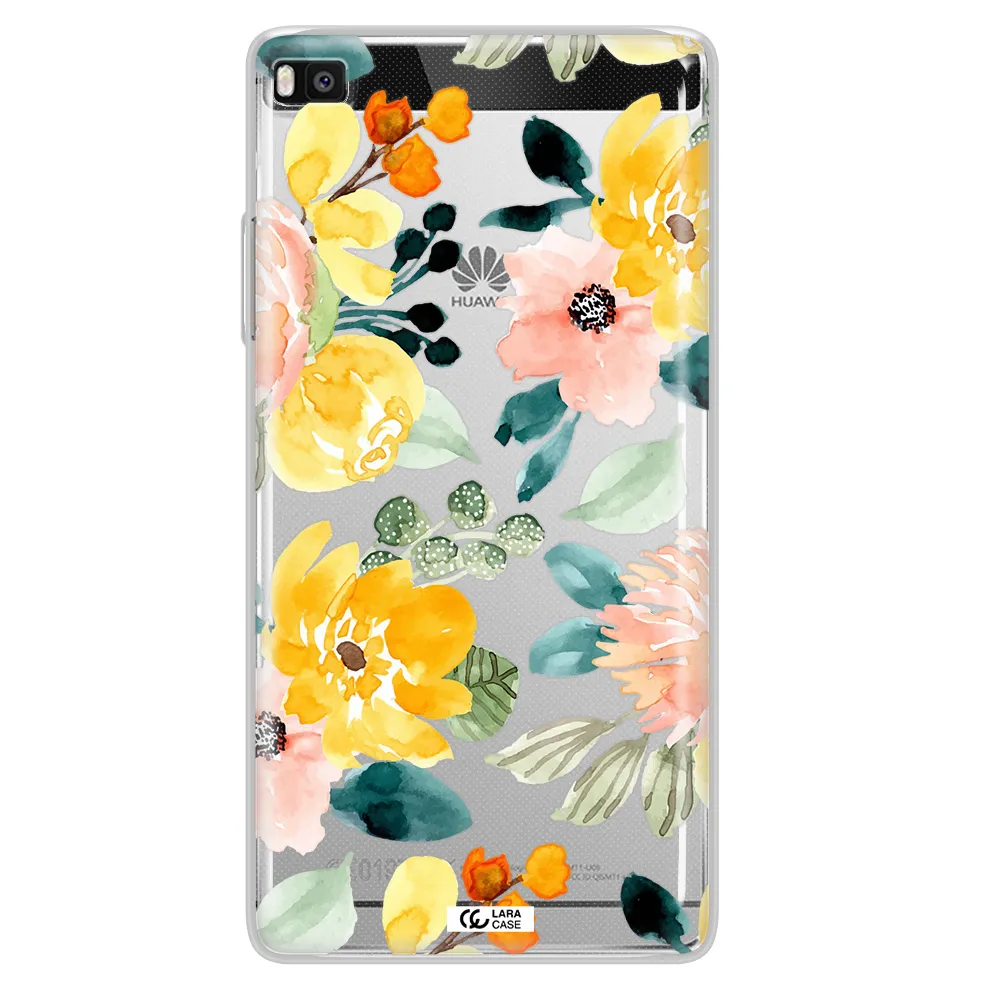 Watercolor Flowers Huawei P8 Clear TPU Case
