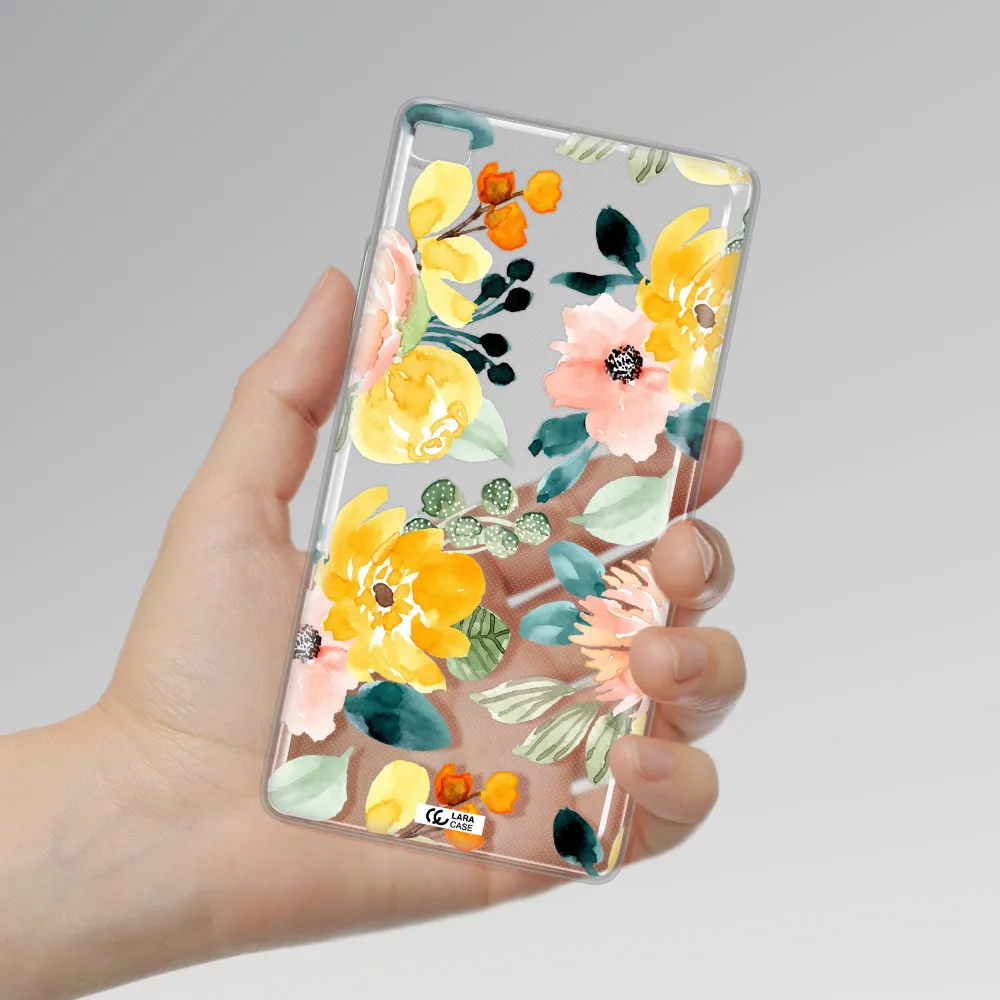 Watercolor Flowers Huawei P8 Clear TPU Case