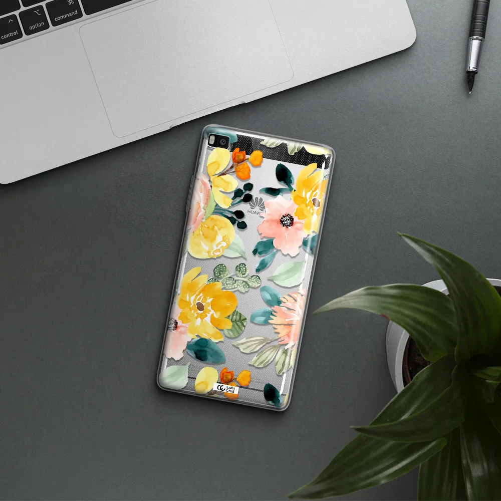 Watercolor Flowers Huawei P8 Clear TPU Case