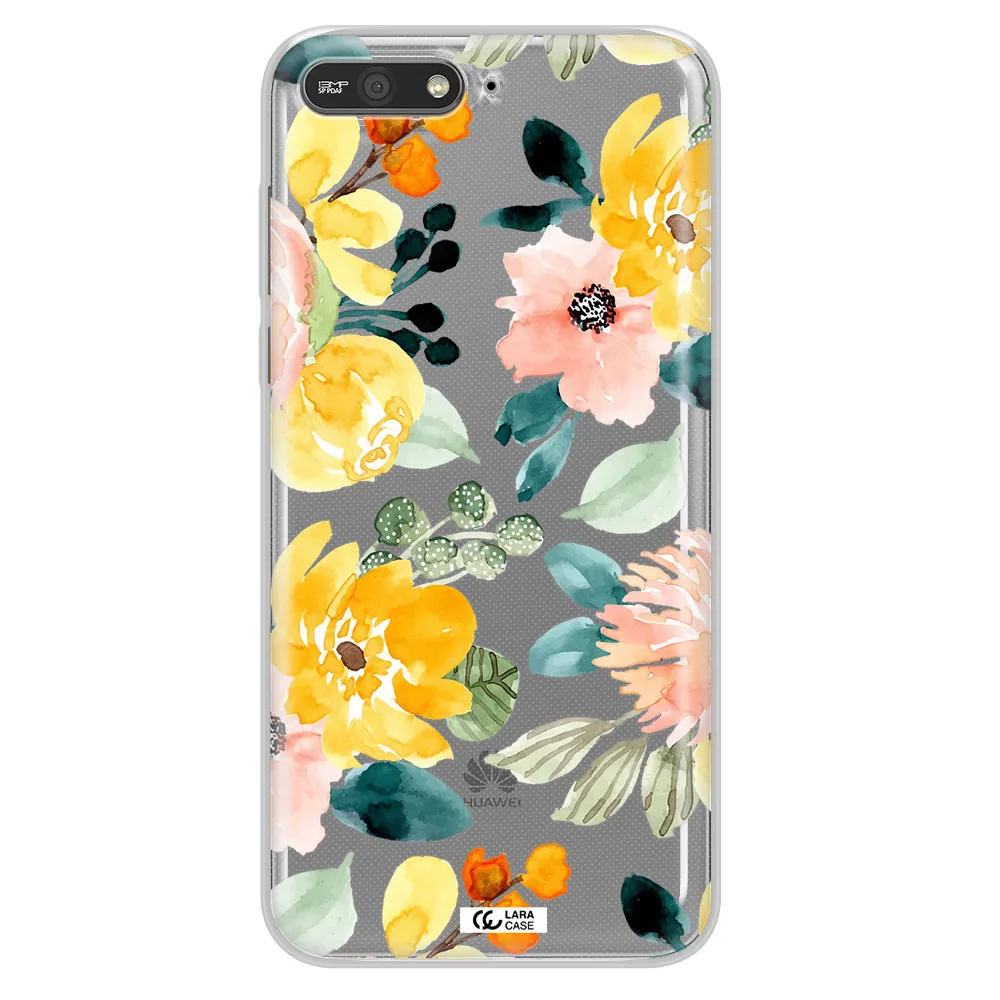 Watercolor Flowers Huawei Y6 2018 Clear TPU Case