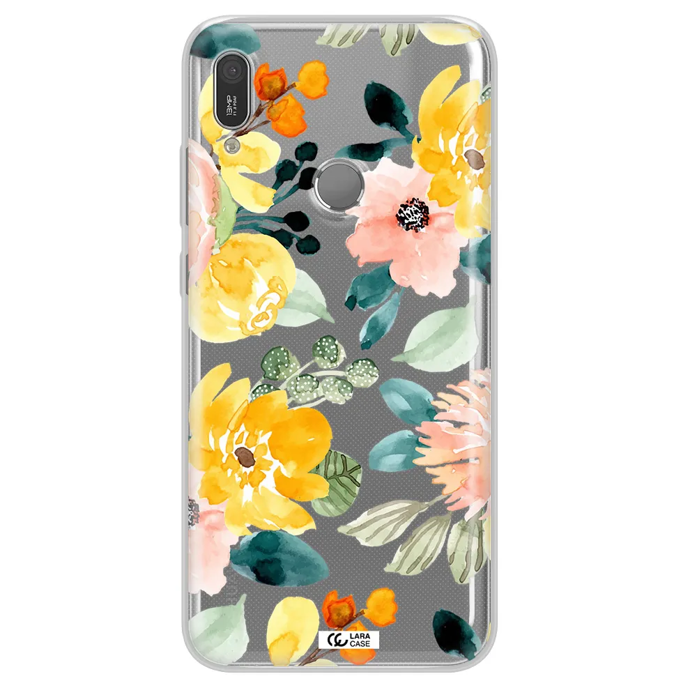 Watercolor Flowers Huawei Y6 2019 Clear TPU Case