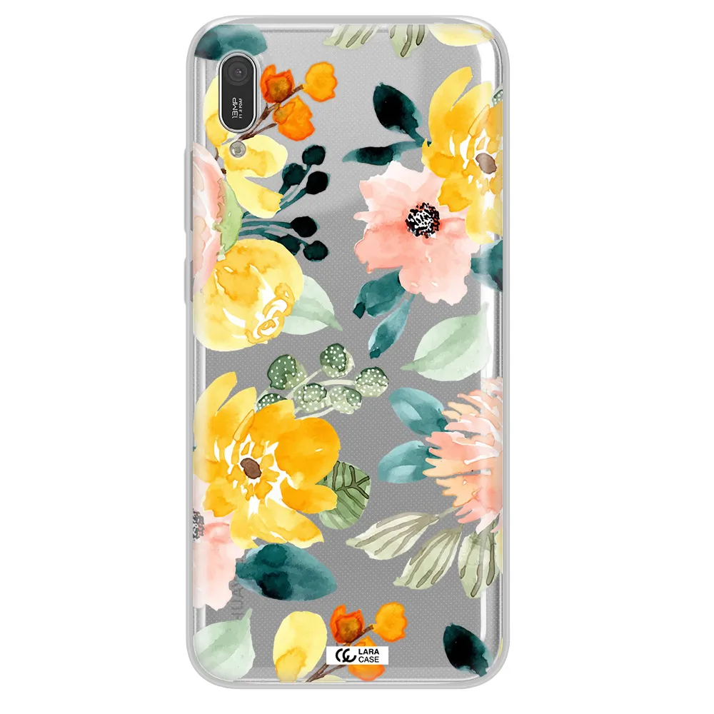 Watercolor Flowers Huawei Y6 Pro 2019 Clear TPU Case
