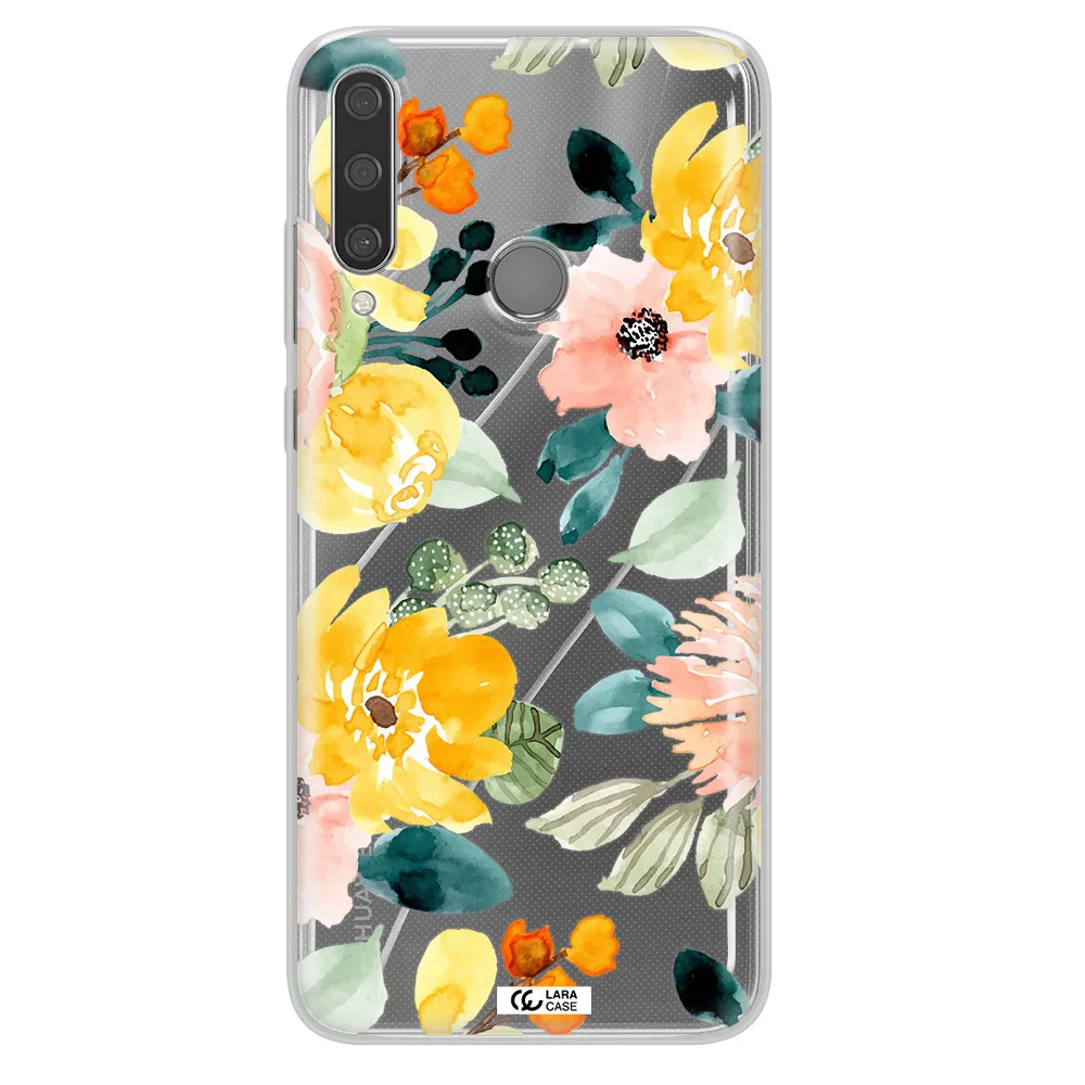 Watercolor Flowers Huawei Y6P Clear TPU Case