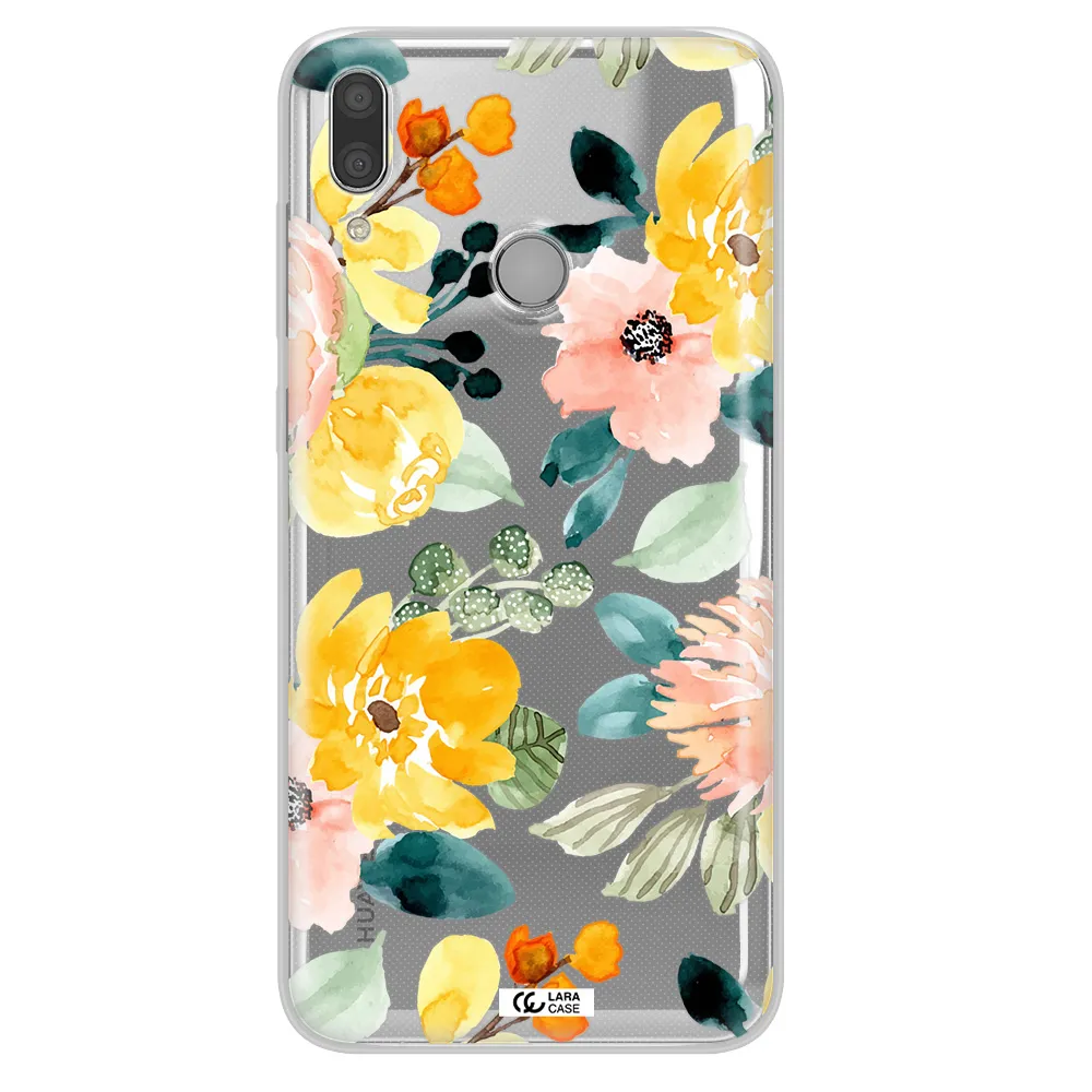 Watercolor Flowers Huawei Y9 2019 Clear TPU Case