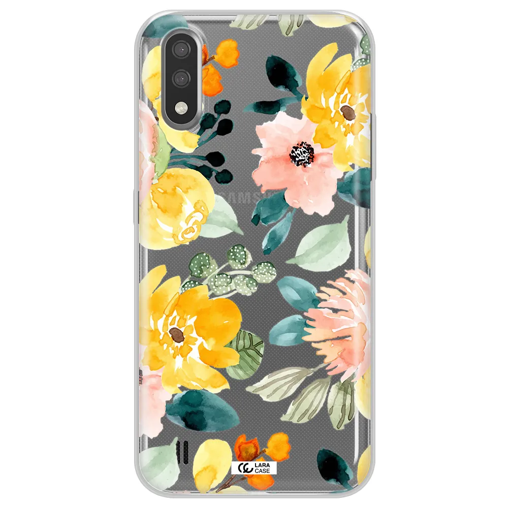 Watercolor Flowers Samsung A01 Clear TPU Case