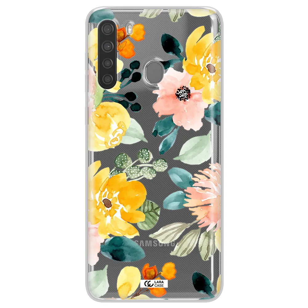 Watercolor Flowers Samsung A21 Clear TPU Case
