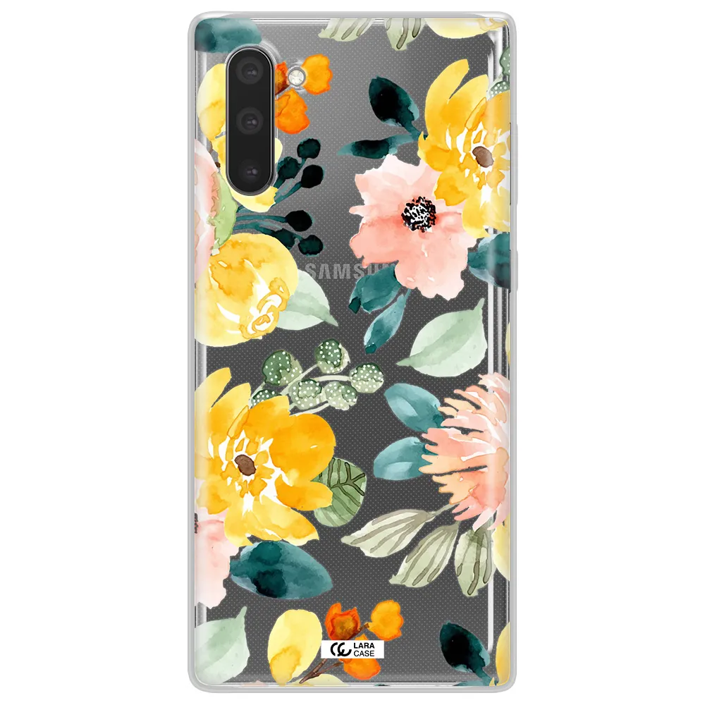Watercolor Flowers Samsung Note 10 Clear TPU Case