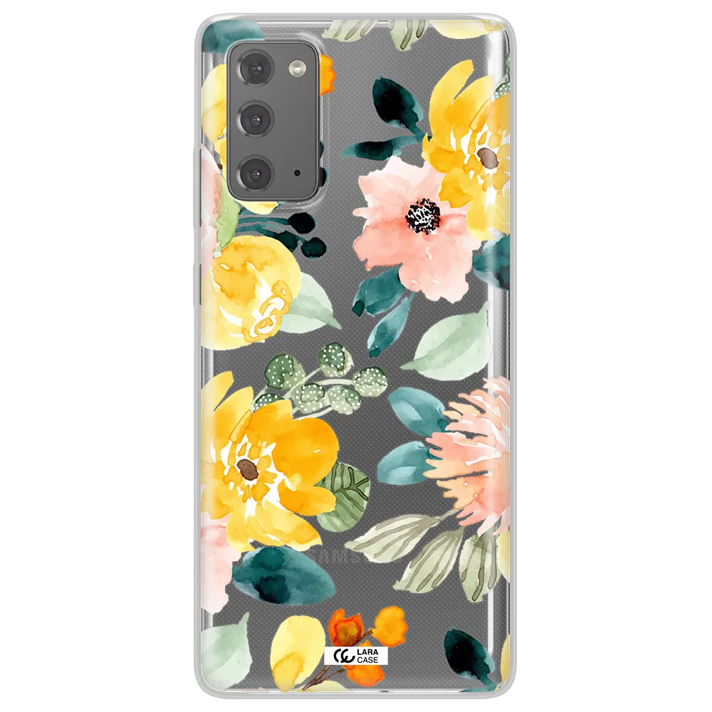 Watercolor Flowers Samsung Note 20 Clear TPU Case