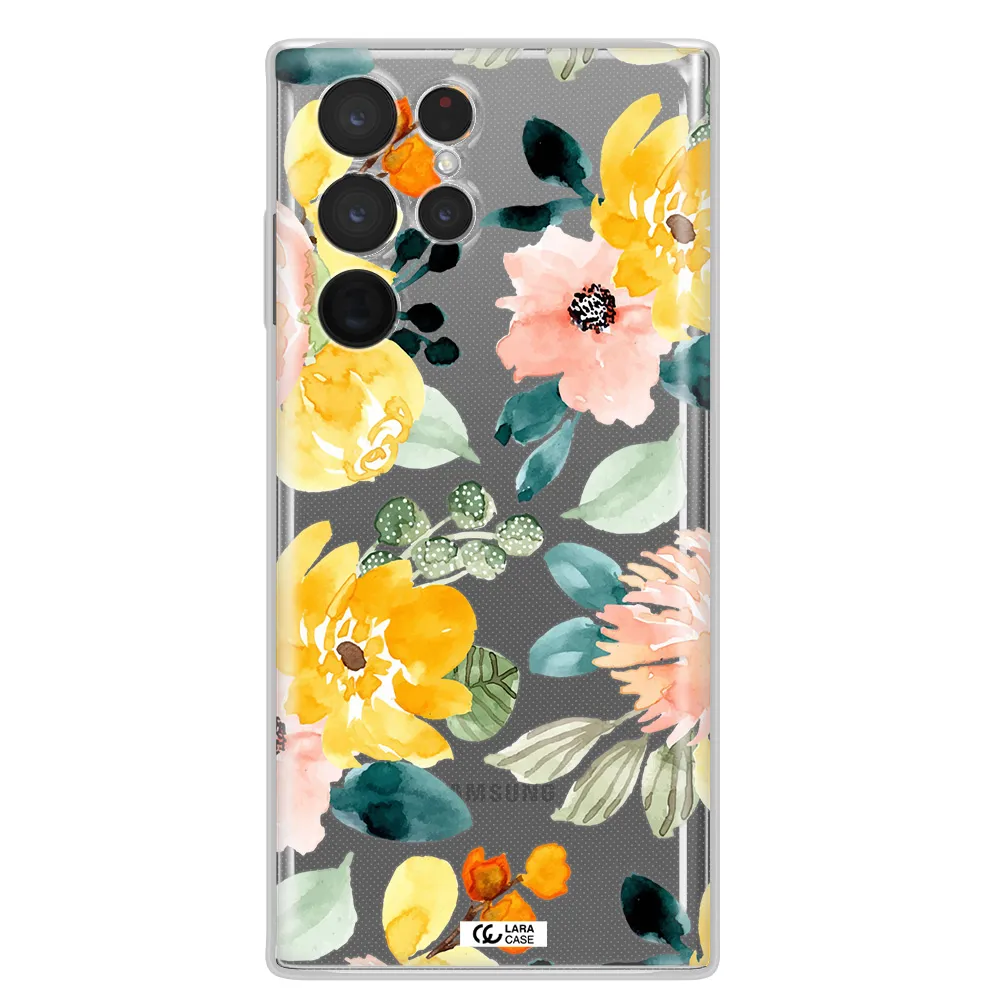 Watercolor Flowers Samsung S 22 Ultra Clear TPU Case