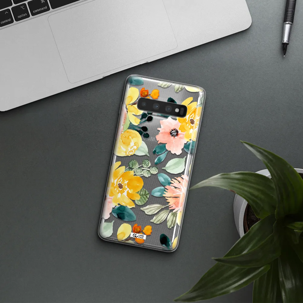 Watercolor Flowers Samsung S10 Clear TPU Case