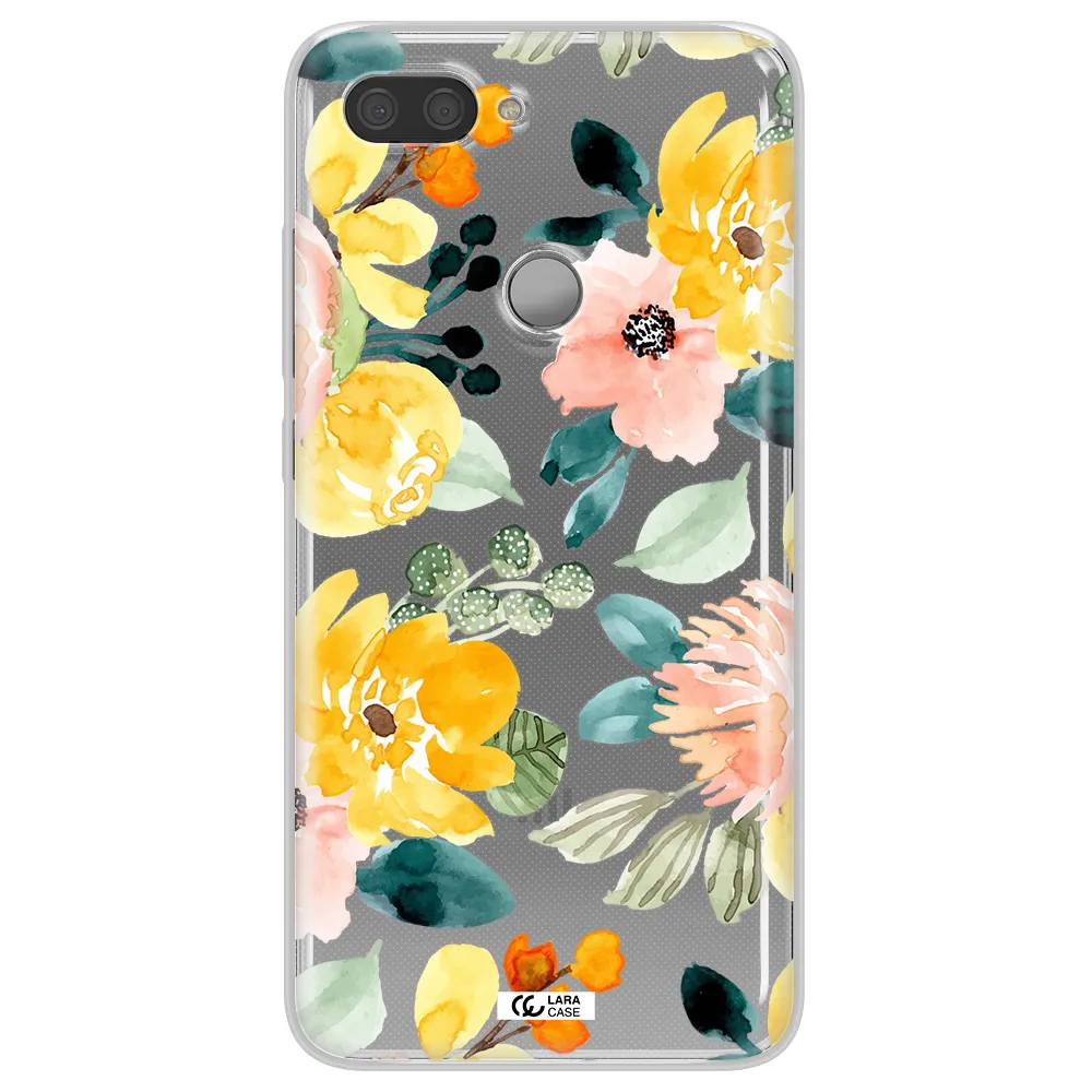 Watercolor Flowers Xiaomi Mi 8 Lite Clear TPU Case