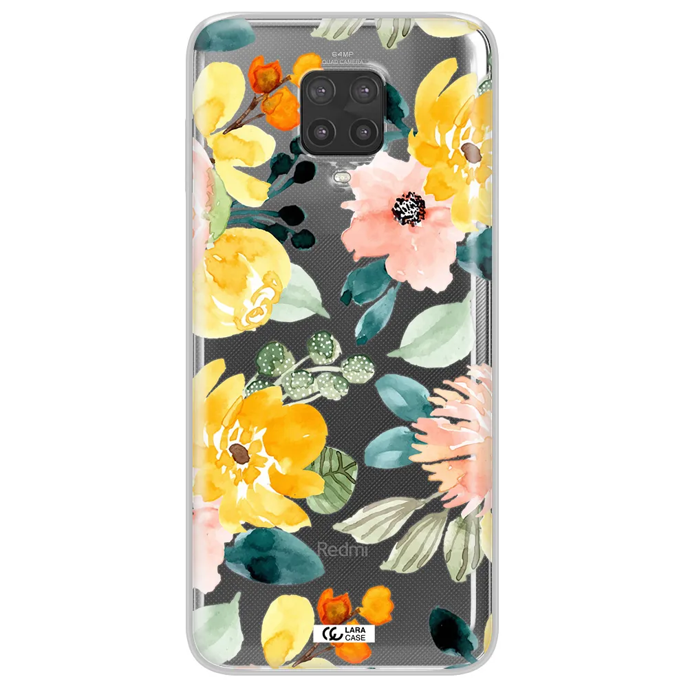 Watercolor Flowers Xiaomi Note 9 Pro Clear TPU Case