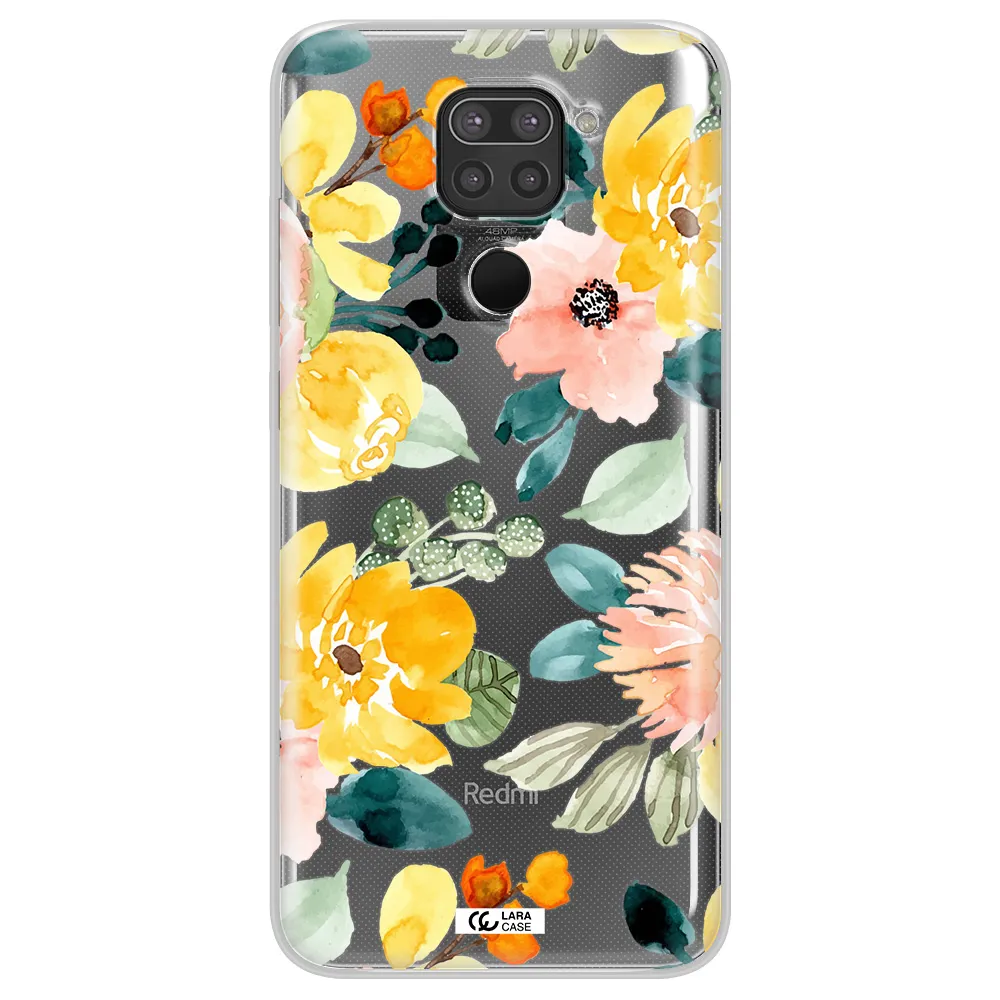 Watercolor Flowers Xiaomi Redmi Note 9 Clear TPU Case