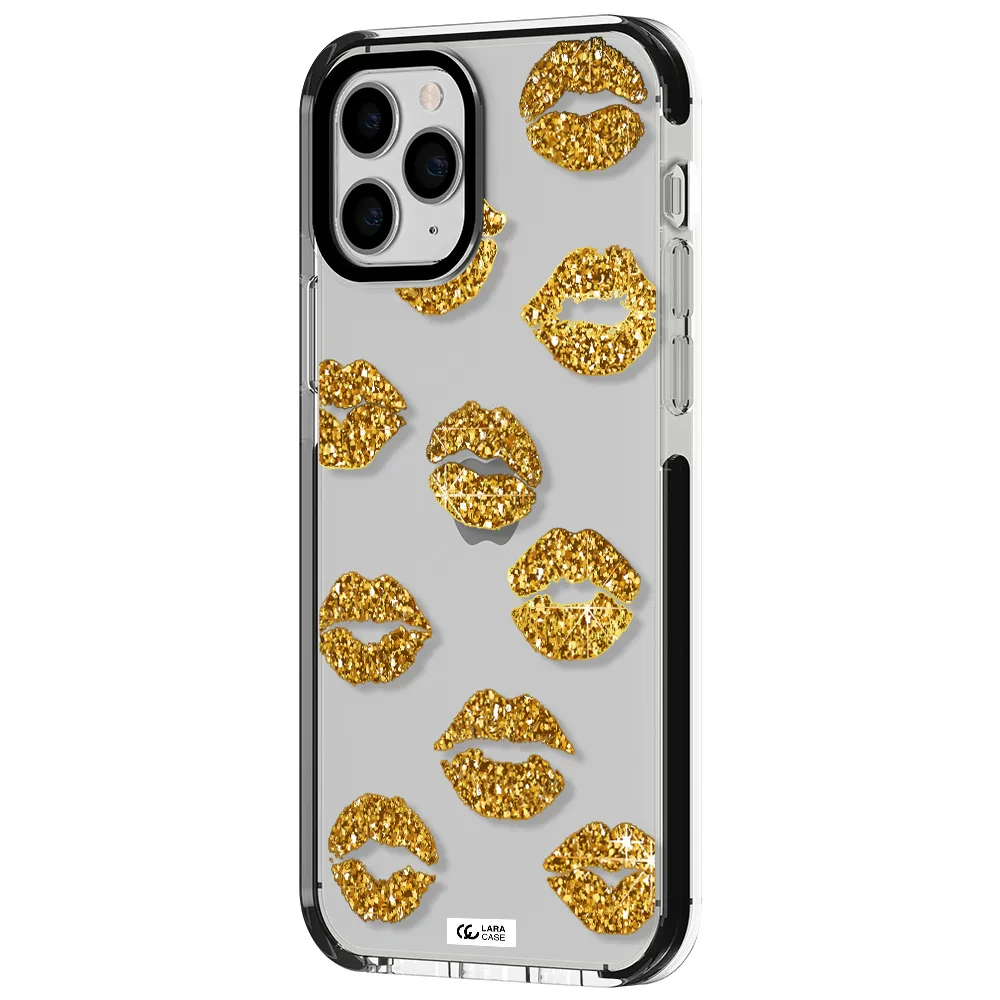 Glitter Lips Apple iPhone 11 pro impact black border Case