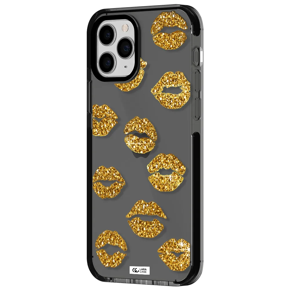 Glitter Lips Apple iPhone 11 pro impact Smoke Black Case