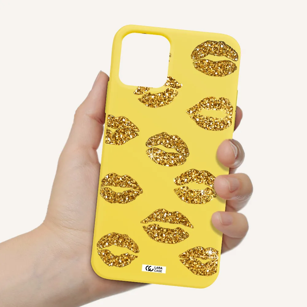 Glitter Lips Apple iPhone 11 pro max Silicone canary yellow Case