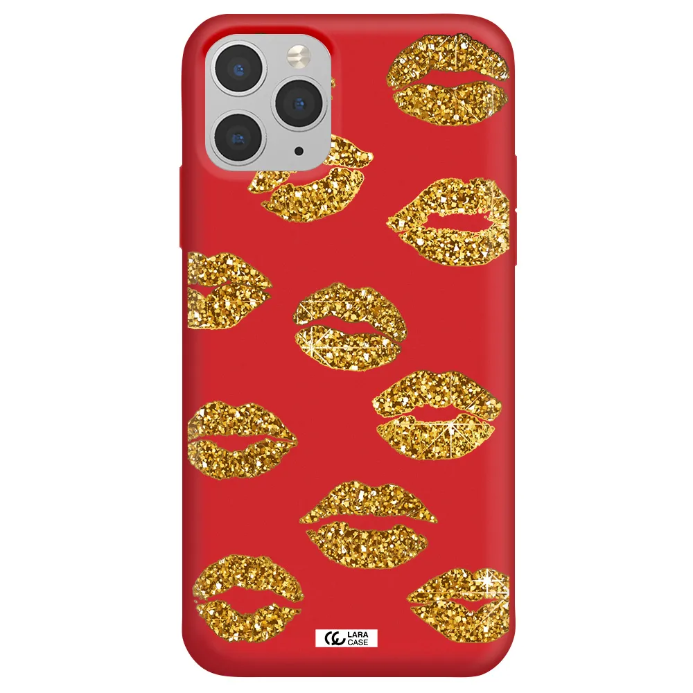 Glitter Lips Apple iPhone 11 pro max Silicone Imperial Red Case