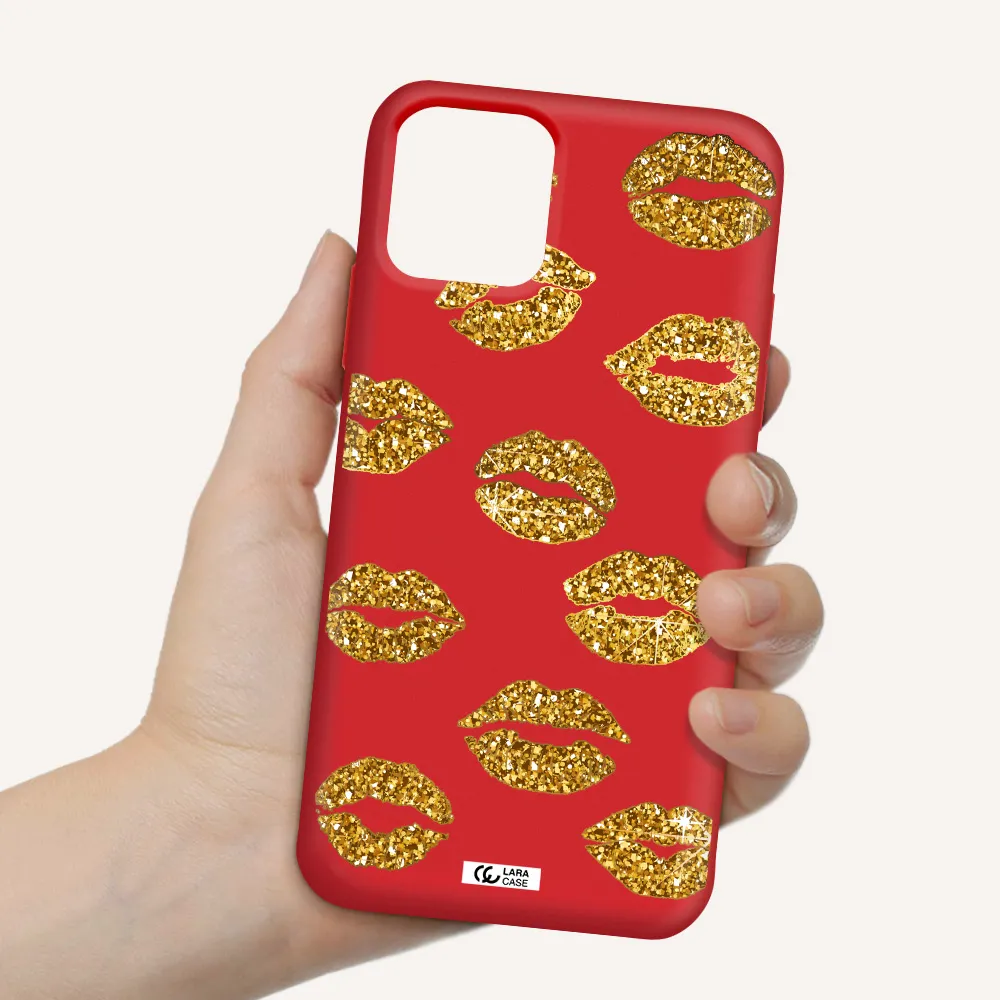 Glitter Lips Apple iPhone 11 pro max Silicone Imperial Red Case