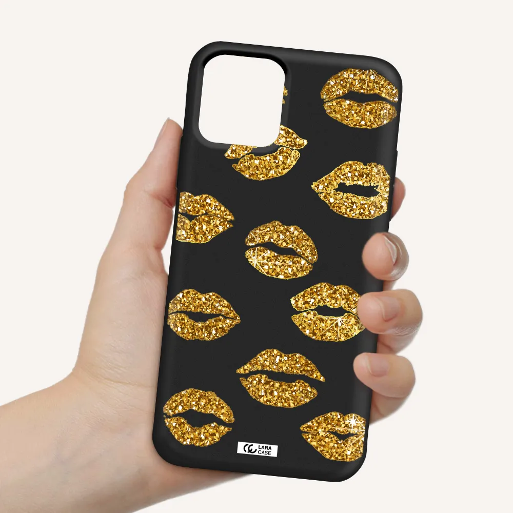 Glitter Lips Apple iPhone 11 pro Silicone black Case