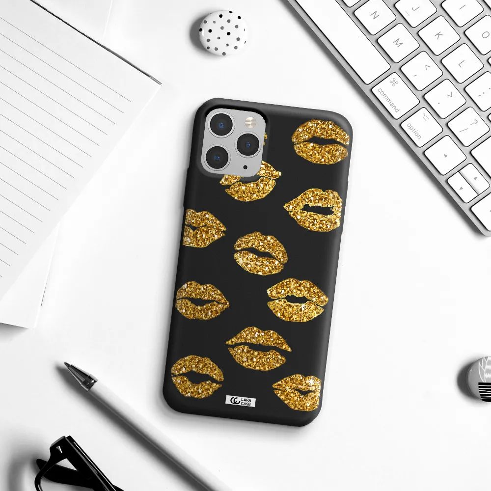 Glitter Lips Apple iPhone 11 pro Silicone black Case