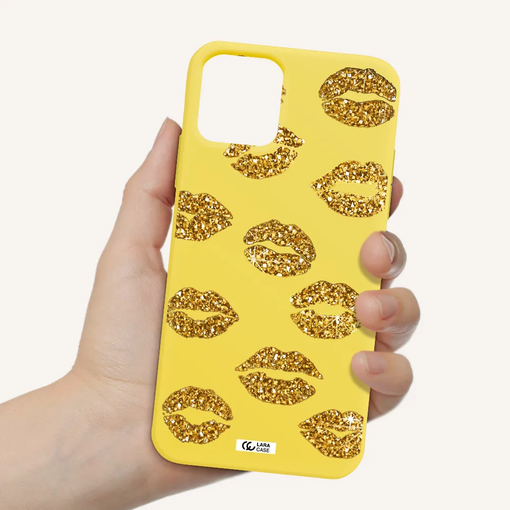 Glitter Lips Apple iPhone 11 pro Silicone canary yellow Case