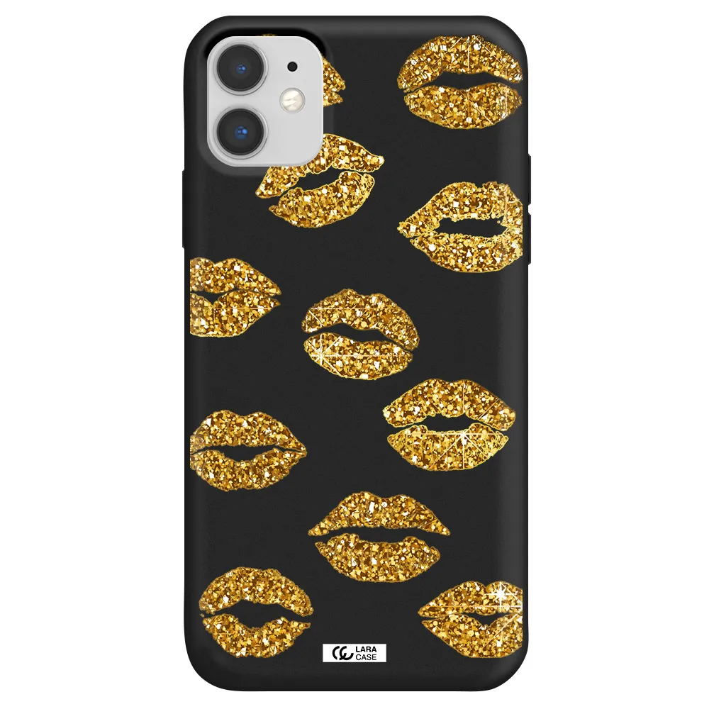 Glitter Lips Apple iPhone 11 Silicone black Case