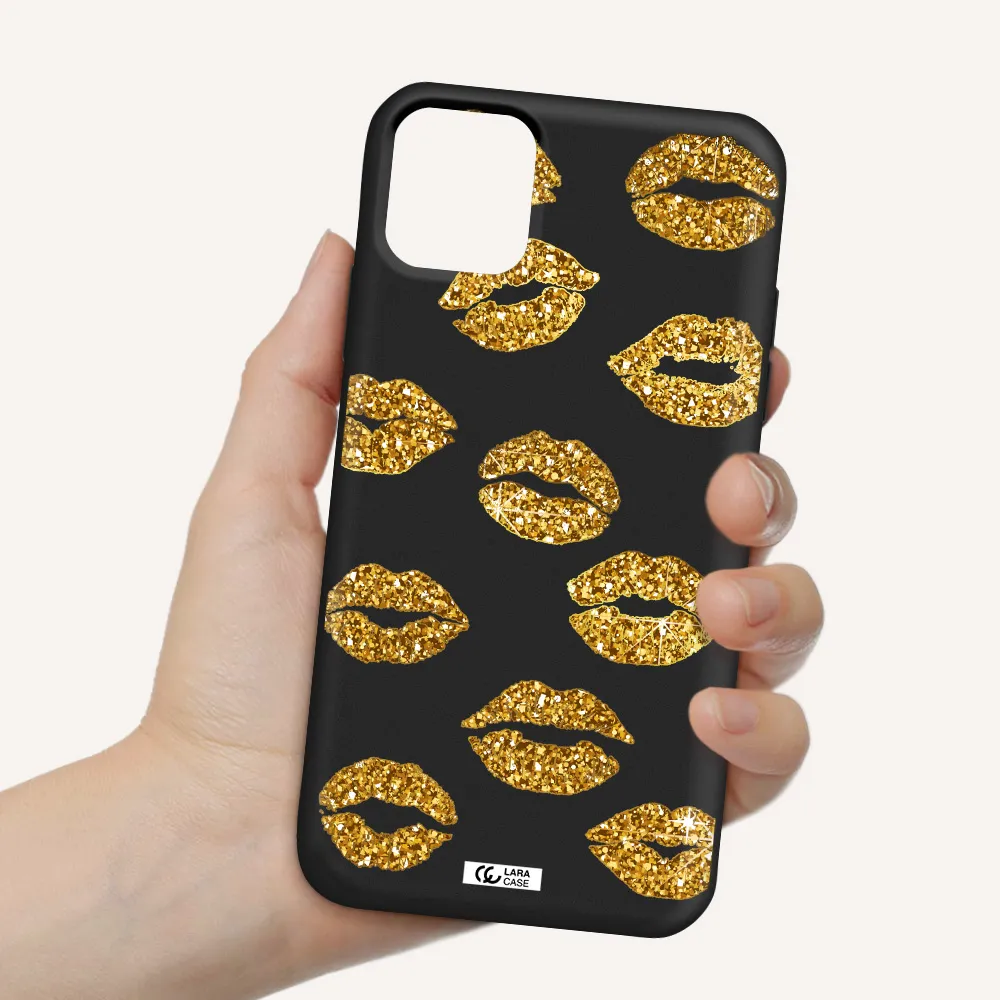 Glitter Lips Apple iPhone 11 Silicone black Case
