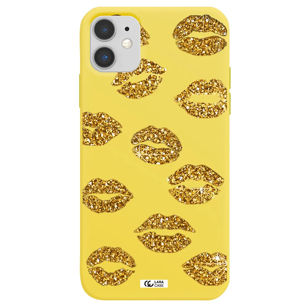Glitter Lips Apple iPhone 11 Silicone canary yellow Case