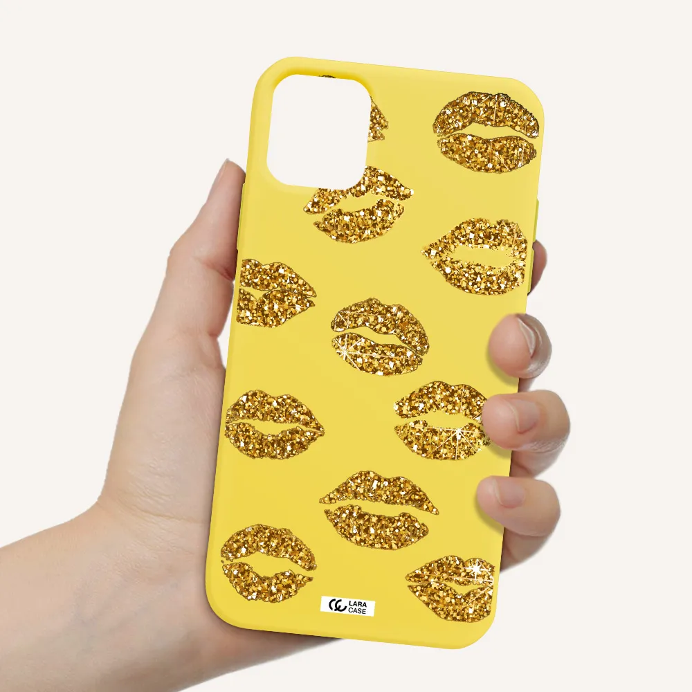Glitter Lips Apple iPhone 11 Silicone canary yellow Case