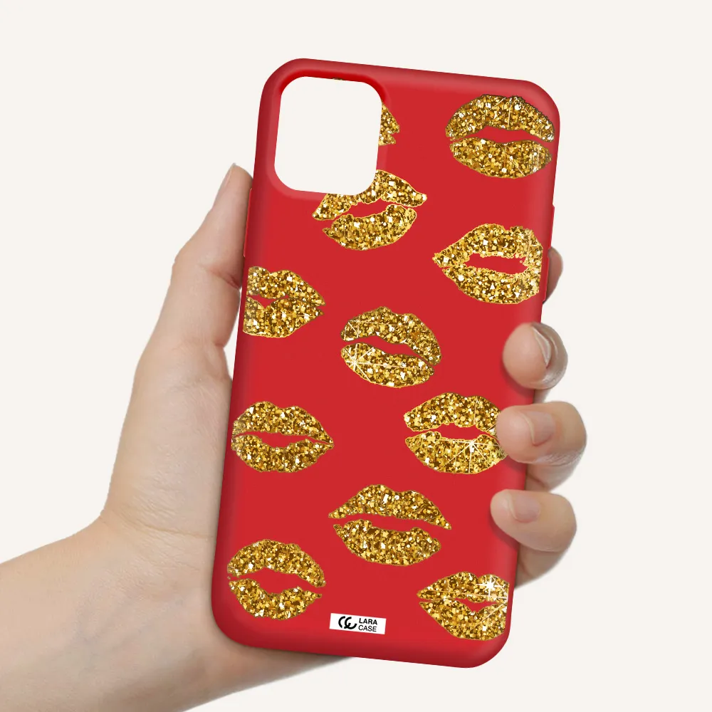 Glitter Lips Apple iPhone 11 Silicone Imperial Red Case
