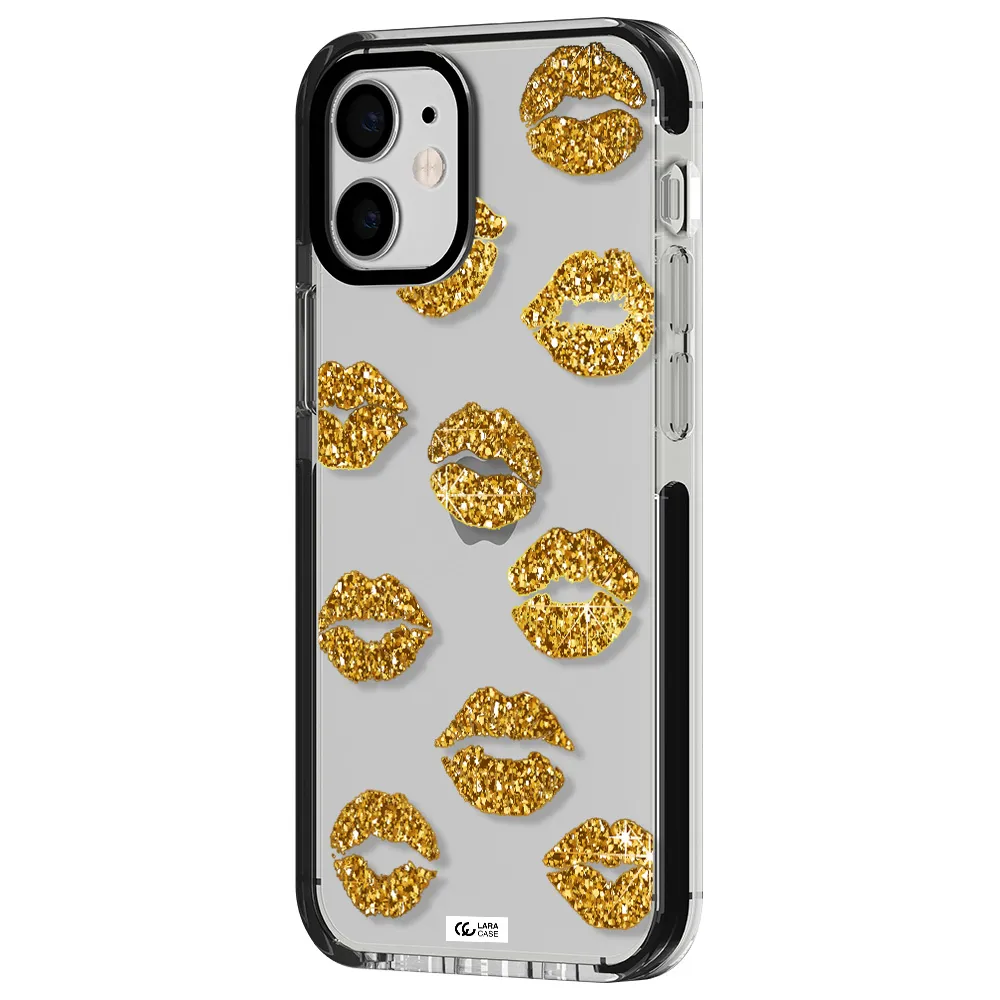 Glitter Lips Apple iPhone 12 mini impact black border Case