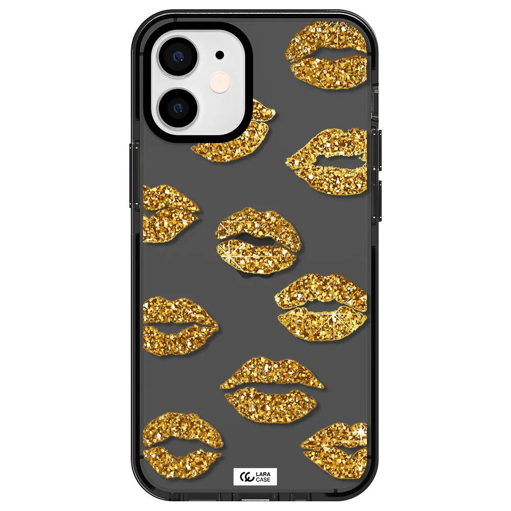 Glitter Lips Apple iPhone 12 mini impact Smoke Black Case