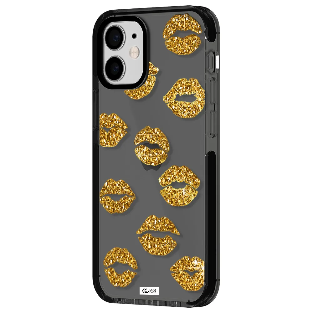 Glitter Lips Apple iPhone 12 mini impact Smoke Black Case
